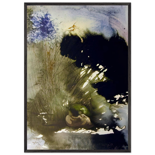 VIR ET MULIER IN PARADISO VOLUPTATIS 1967 - Salvador Dali 70x100 cm / 28x40 inches Framed Art Print – Black Wooden Frame