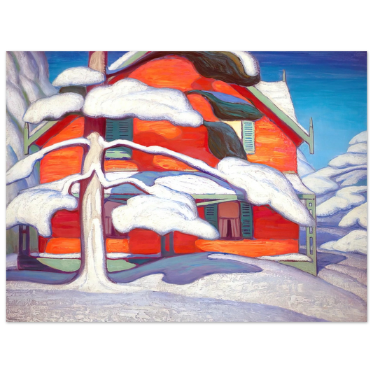 Lawren Harris - Pine Tree and Red House, Winter City - 1924  75x100 cm / 30x40inches Fine Art Poster