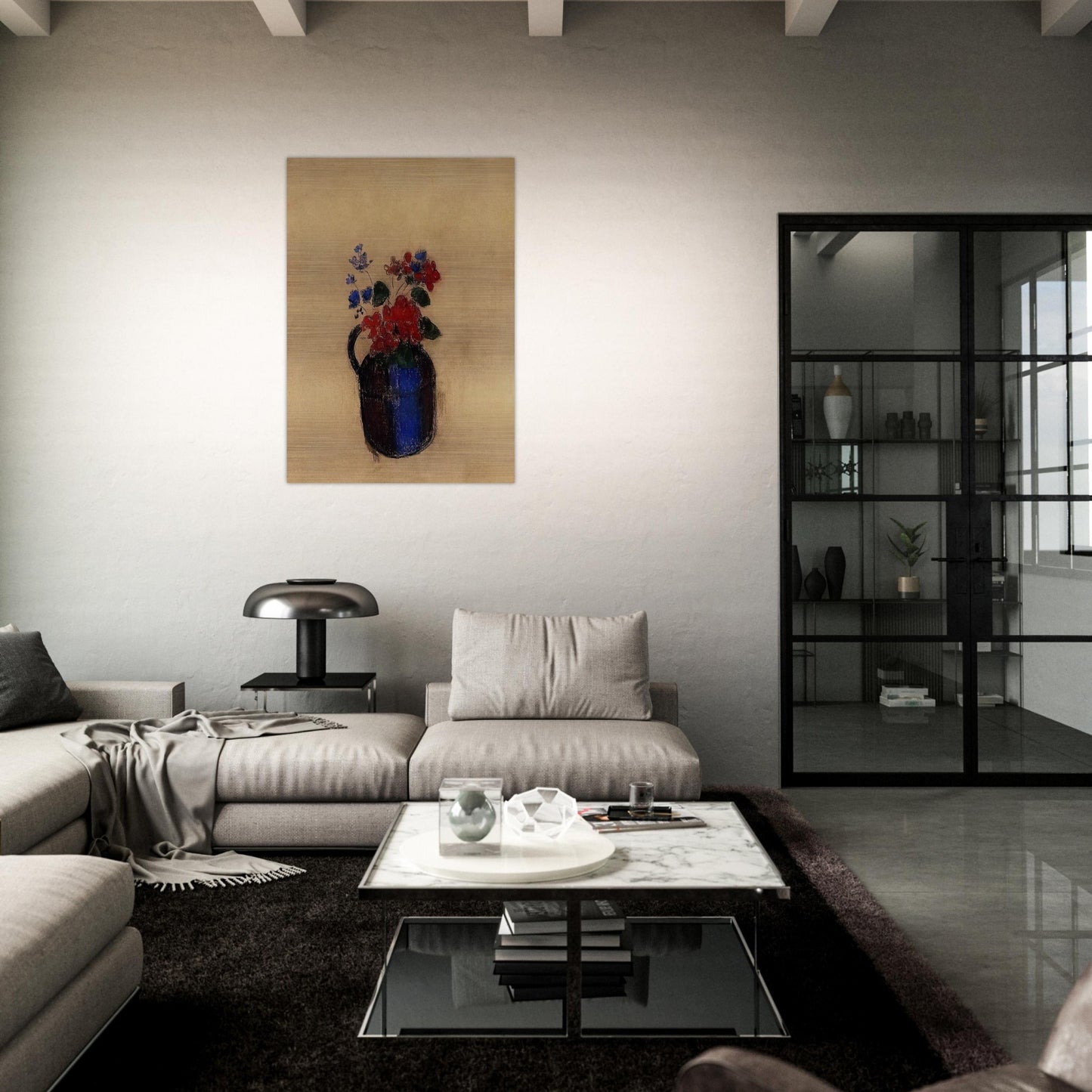 SMALL BOUQUET IN A PITCHER - Odilon Redon Brushed Aluminum Print - 70x100 cm / 28x40 inches | Odilon Redon Aluminum Print | Odilon Redon Prints