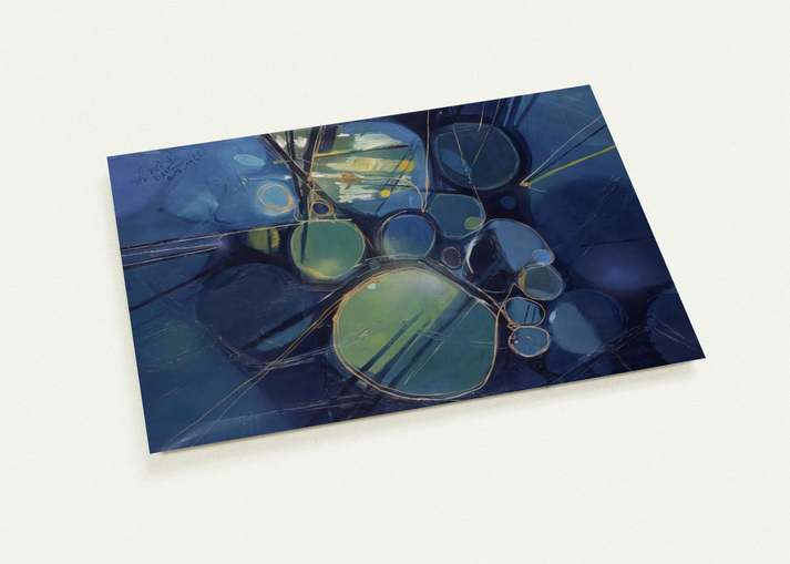 Green Abstract - 1966 By Gebre Kristos Desta Pack of 10 Post Cards | Gebre Kristos Desta Post Cards | A6 (10.5 x 14.8 cm) - 4.1 x 5.8 inches