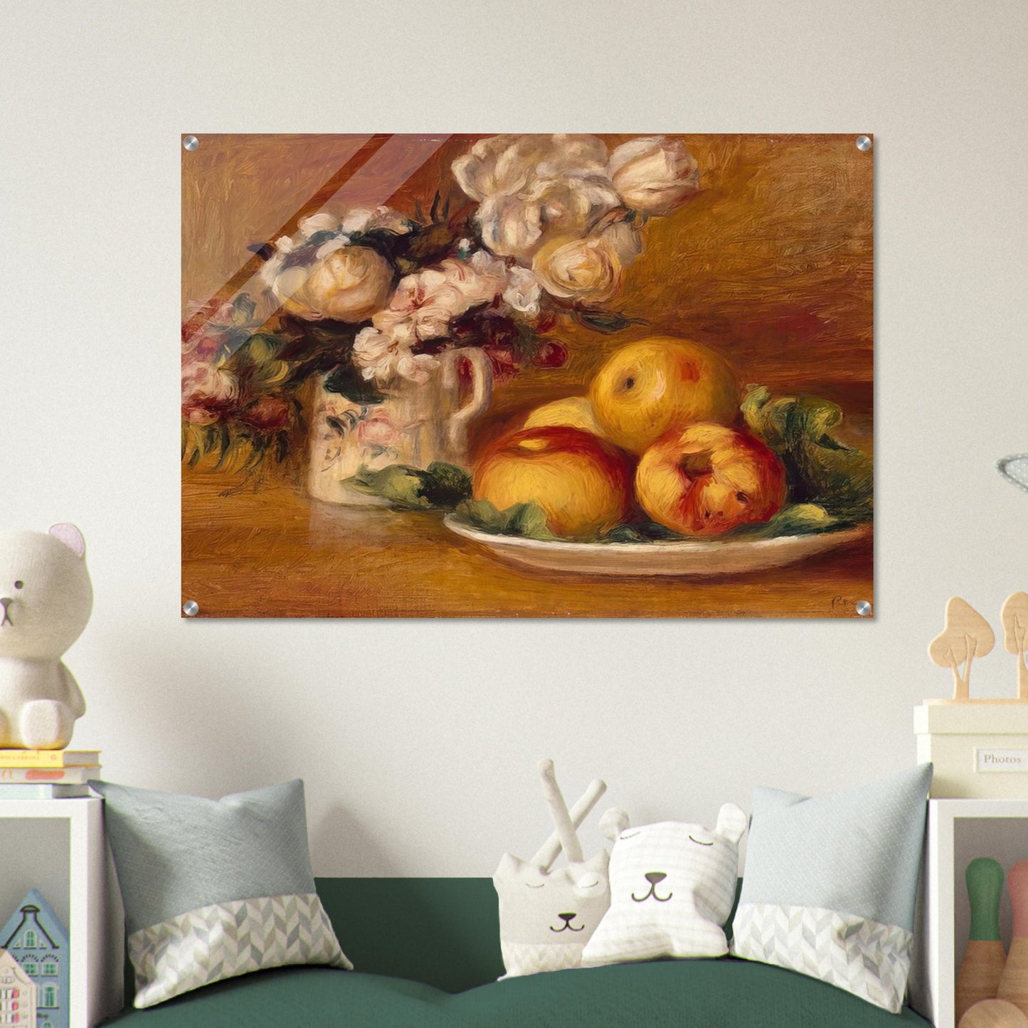 Apples and Flowers - Pierre-Auguste Renoir Acrylic Print - 70x100 cm / 28x40″ inches