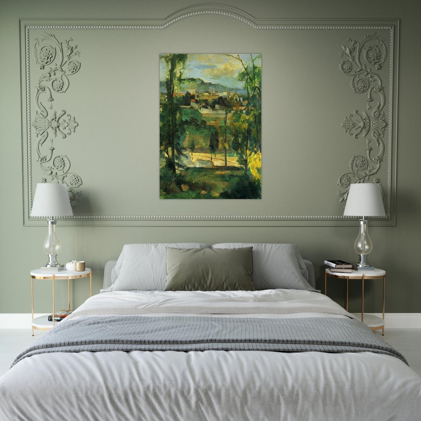 Village behind Trees - Paul Cézanne Brushed Aluminum Print - 70x100 cm / 28x40 inches | Paul Cézanne Aluminum Print | Paul Cézanne Prints