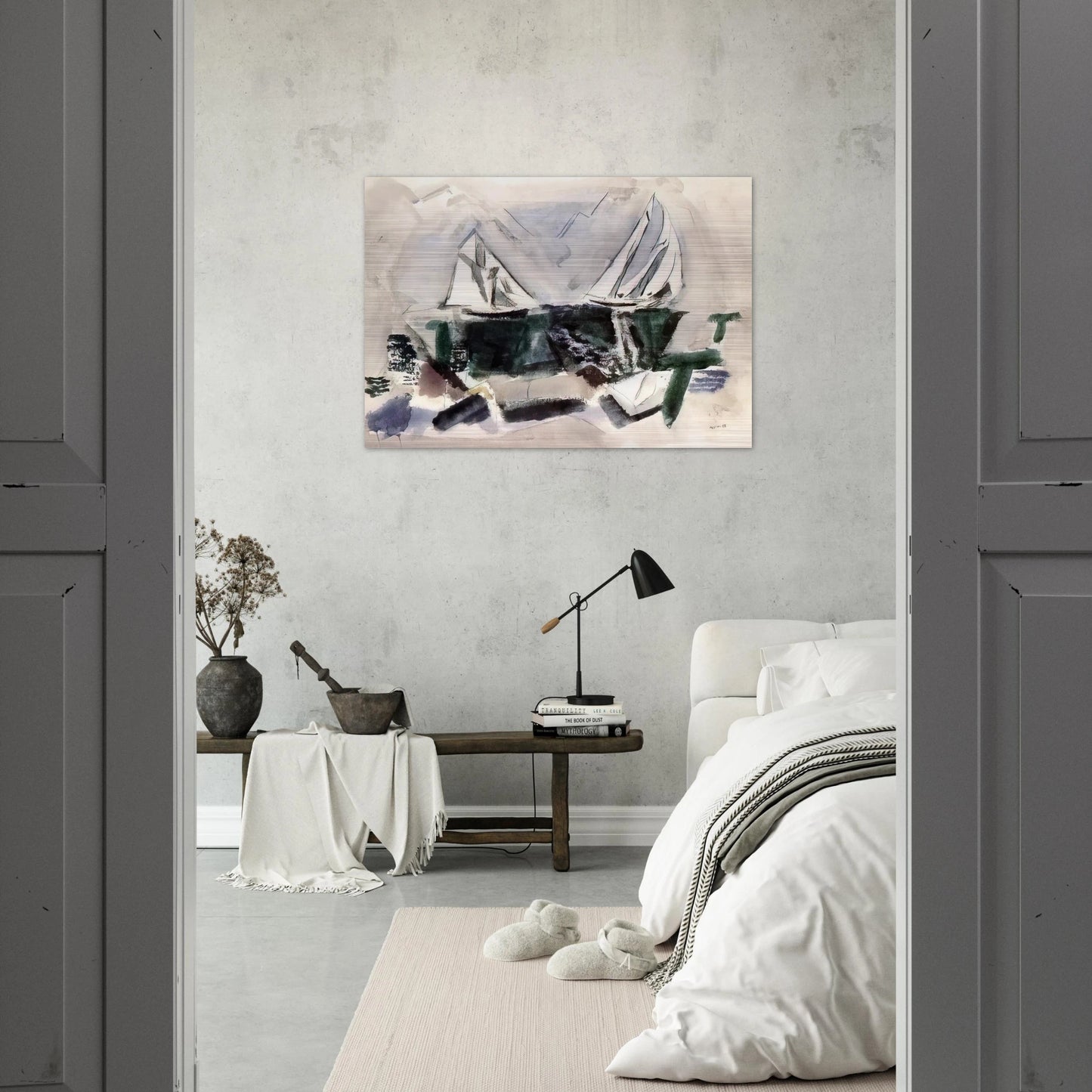 Schooner Yachts, Deer Isle, Maine - 1928 - John Marin Brushed Aluminum Print - 70x100 cm / 28x40 inches | John Marin Aluminum Print | John Marin Prints