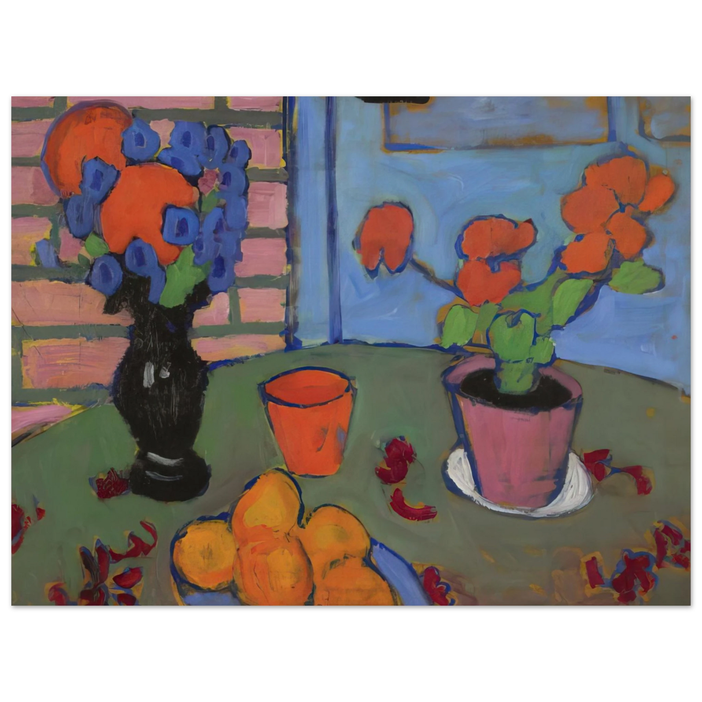 Alexej von Jawlensky - STILL LIFE WITH FLOWERS AND ORANGES 1909  75x100 cm / 30x40inches Fine Art Poster