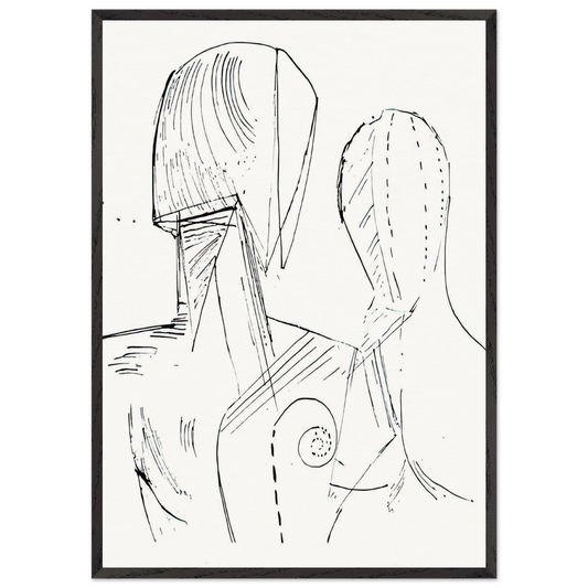 TWO MANNEQUINS - Giorgio de Chirico 70x100 cm / 28x40 inches Framed Art Print – Black Wooden Frame