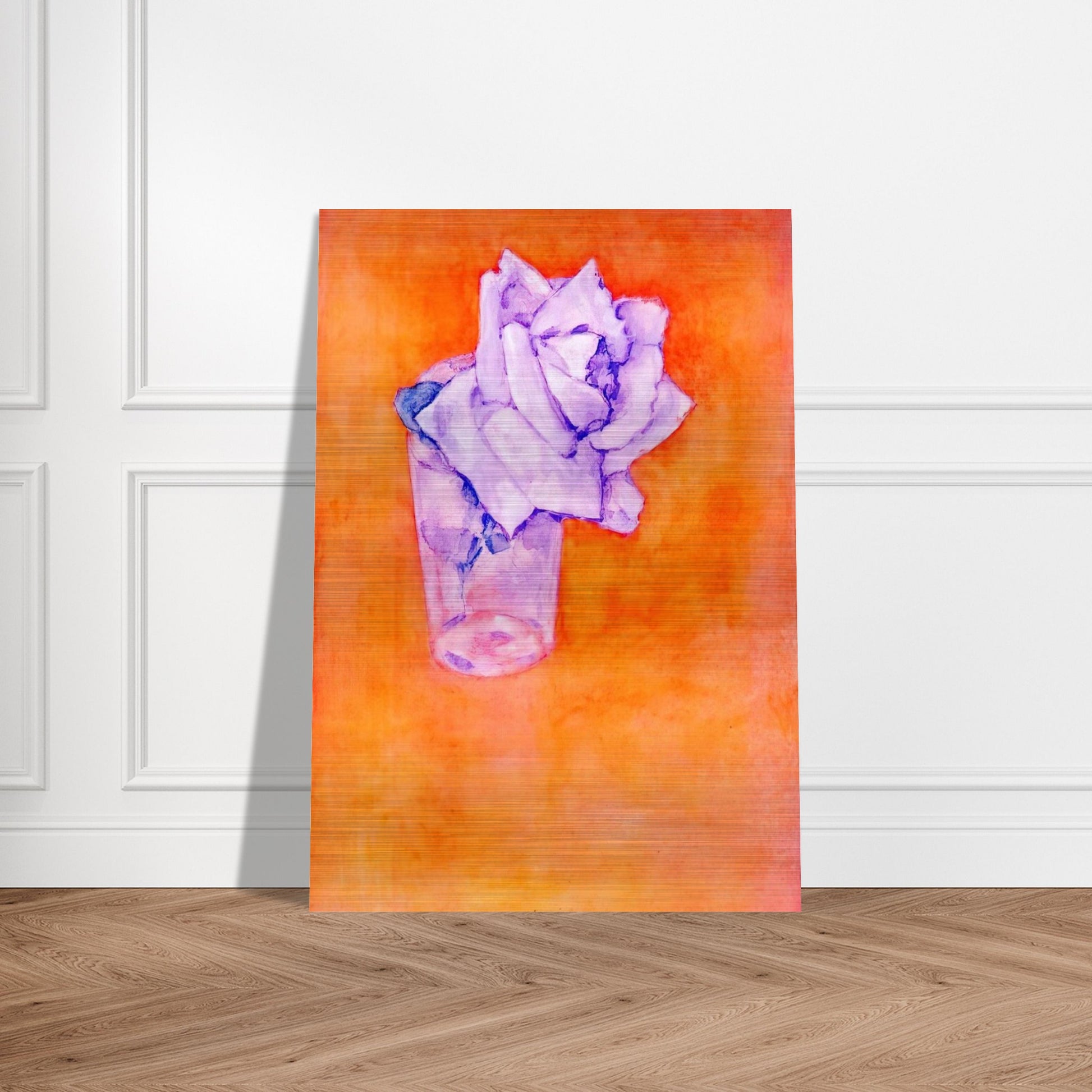 White Rose in a Glass - Piet Mondrian Brushed Aluminum Print - 70x100 cm / 28x40 inches | Piet Mondrian Aluminum Print | Piet Mondrian Prints