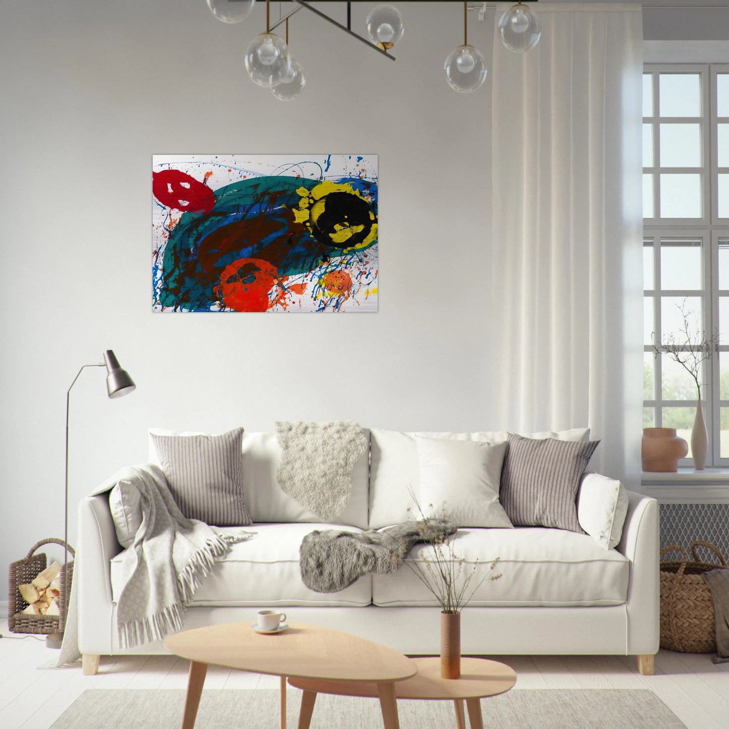 For Thirteen  SFS-335  - Sam Francis Brushed Aluminum Print - 70x100 cm / 28x40 inches | Sam Francis Aluminum Print | Sam Francis Prints
