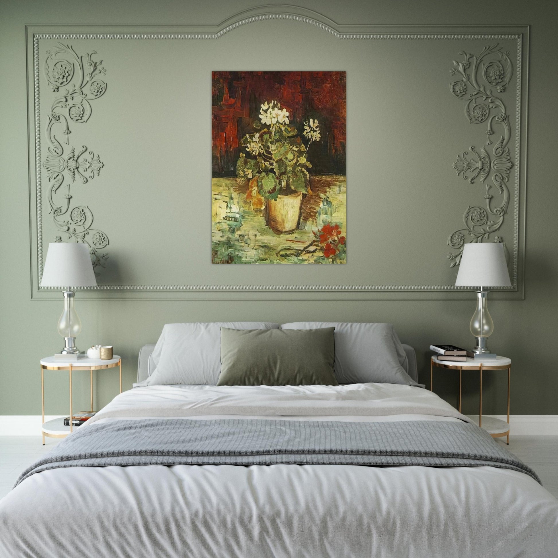 Geranium in a Flowerpot - Vincent van Gogh Brushed Aluminum Print - 70x100 cm / 28x40 inches | Vincent van Gogh Aluminum Print | Vincent van Gogh Prints