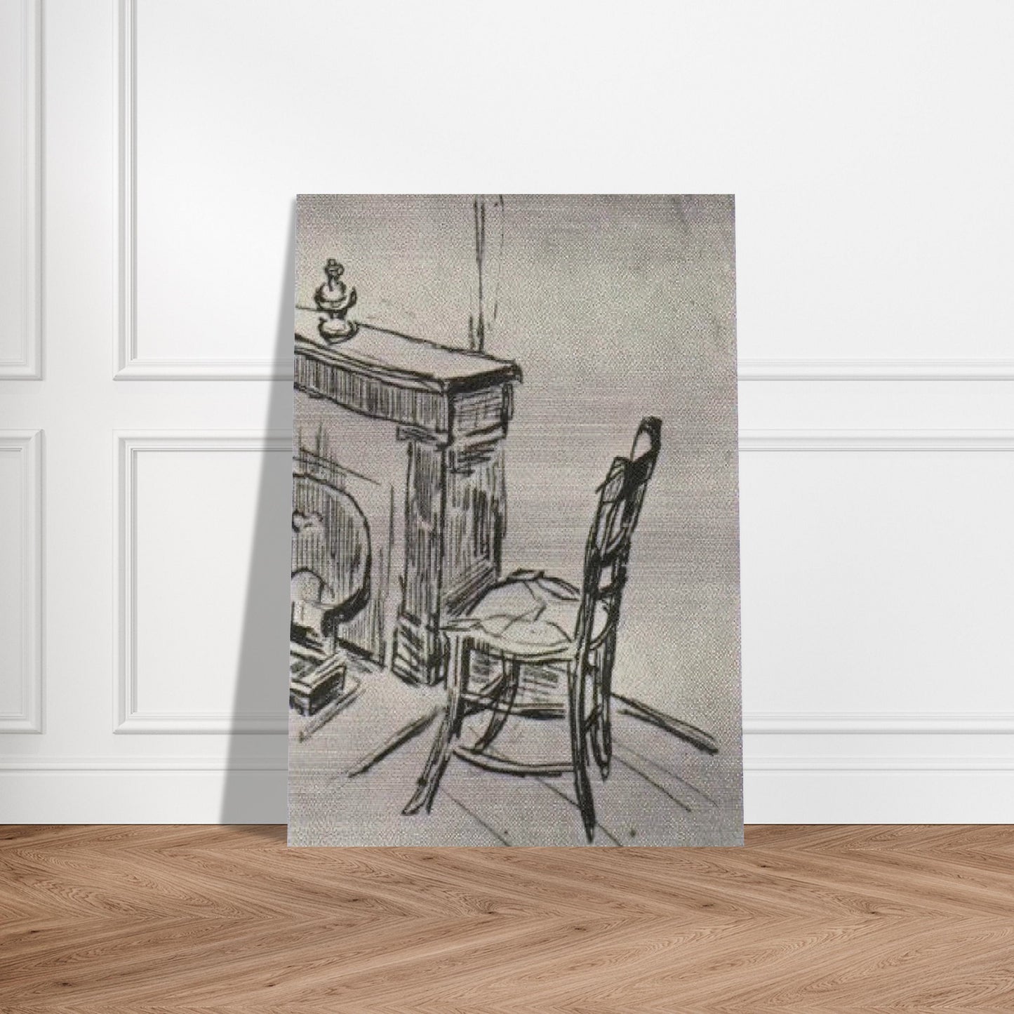Chair near the Stove - Vincent van Gogh Brushed Aluminum Print - 70x100 cm / 28x40 inches | Vincent van Gogh Aluminum Print | Vincent van Gogh Prints