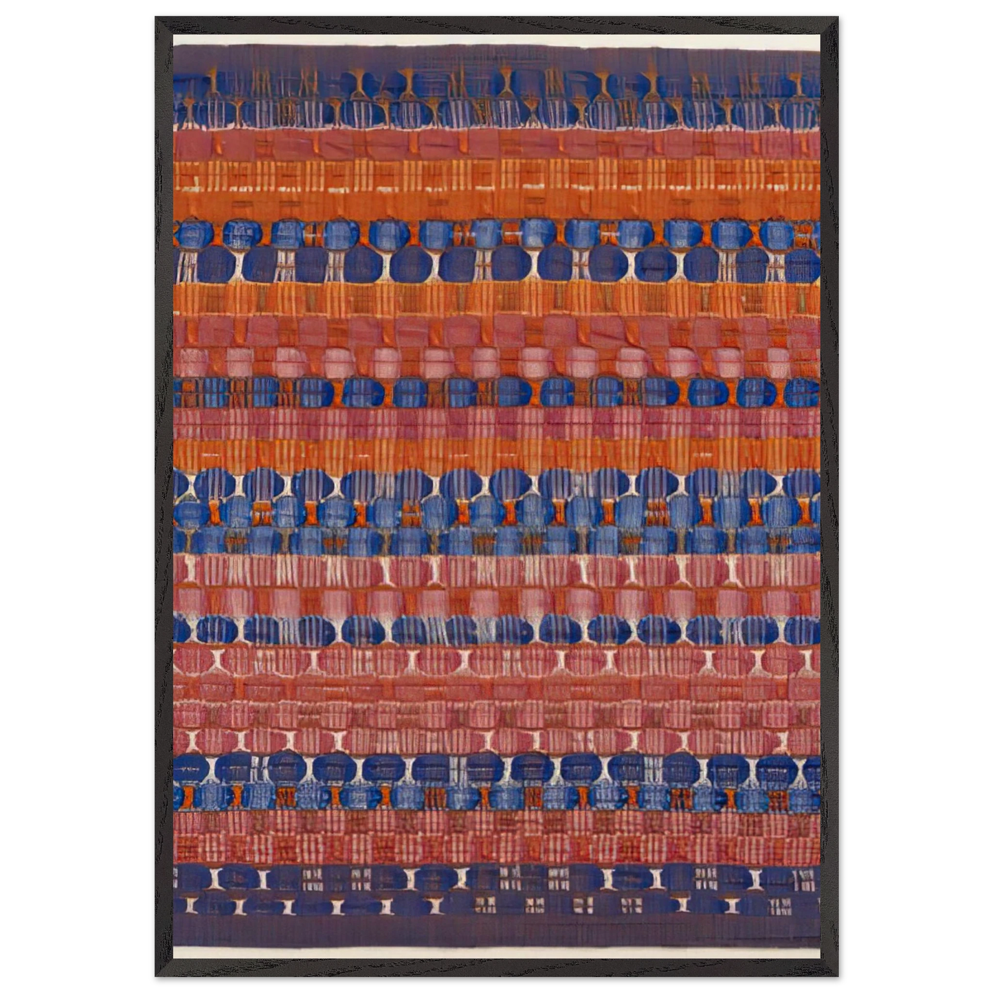 RED AND BLUE LAYERS 1954 - Anni Albers 70x100 cm / 28x40 inches Framed Art Print – Black Wooden Frame