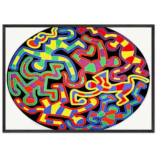 MONKEY PUZZLE 1988 N2 - Keith Haring 70x100 cm / 28x40 inches Framed Art Print – Black Wooden Frame