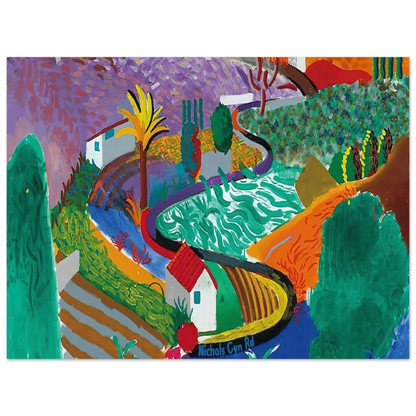 David Hockney - David Hockney Wall art - 28x43  cm / XL (11x17 inches) - Premium Wooden Framed Poster With Fine Art Paper-canvas - Wood frame