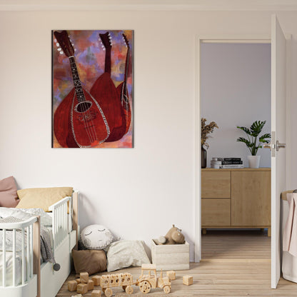 THREE LUTES - Ben Shahn Brushed Aluminum Print - 70x100 cm / 28x40 inches | Ben Shahn Aluminum Print | Ben Shahn Prints