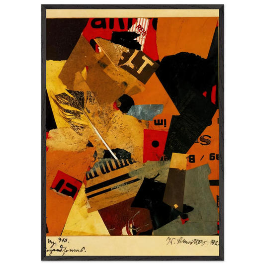SOMETHING OR OTHER 1922 - Kurt Schwitters 70x100 cm / 28x40 inches Framed Art Print – Black Wooden Frame