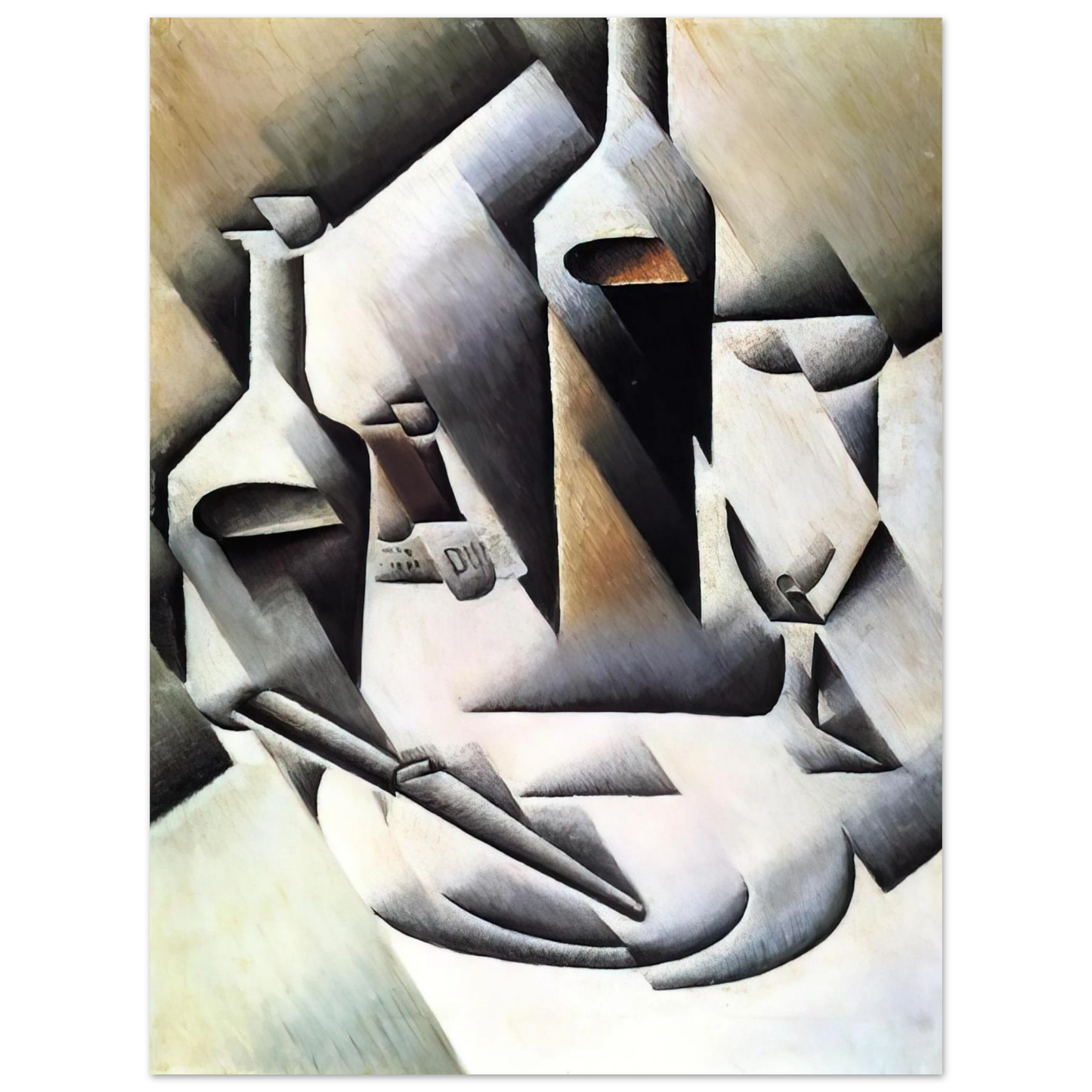 Juan Gris - BOTTLES AND KNIFE 1912  75x100 cm / 30x40inches Fine Art Poster
