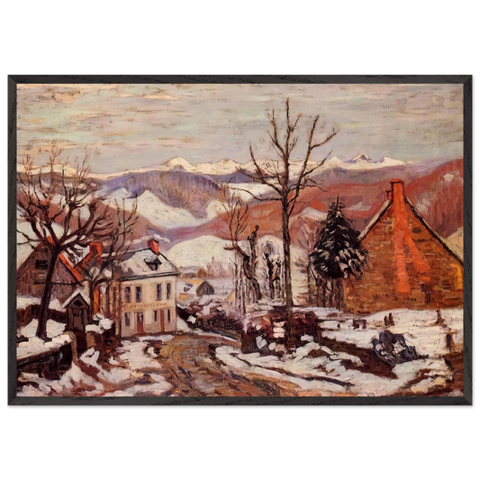 Winter in Saint-Sauves-dAuvergne - 1900 France - Armand Guillaumin 70x100 cm / 28x40 inches Framed Art Print – Black Wooden Frame