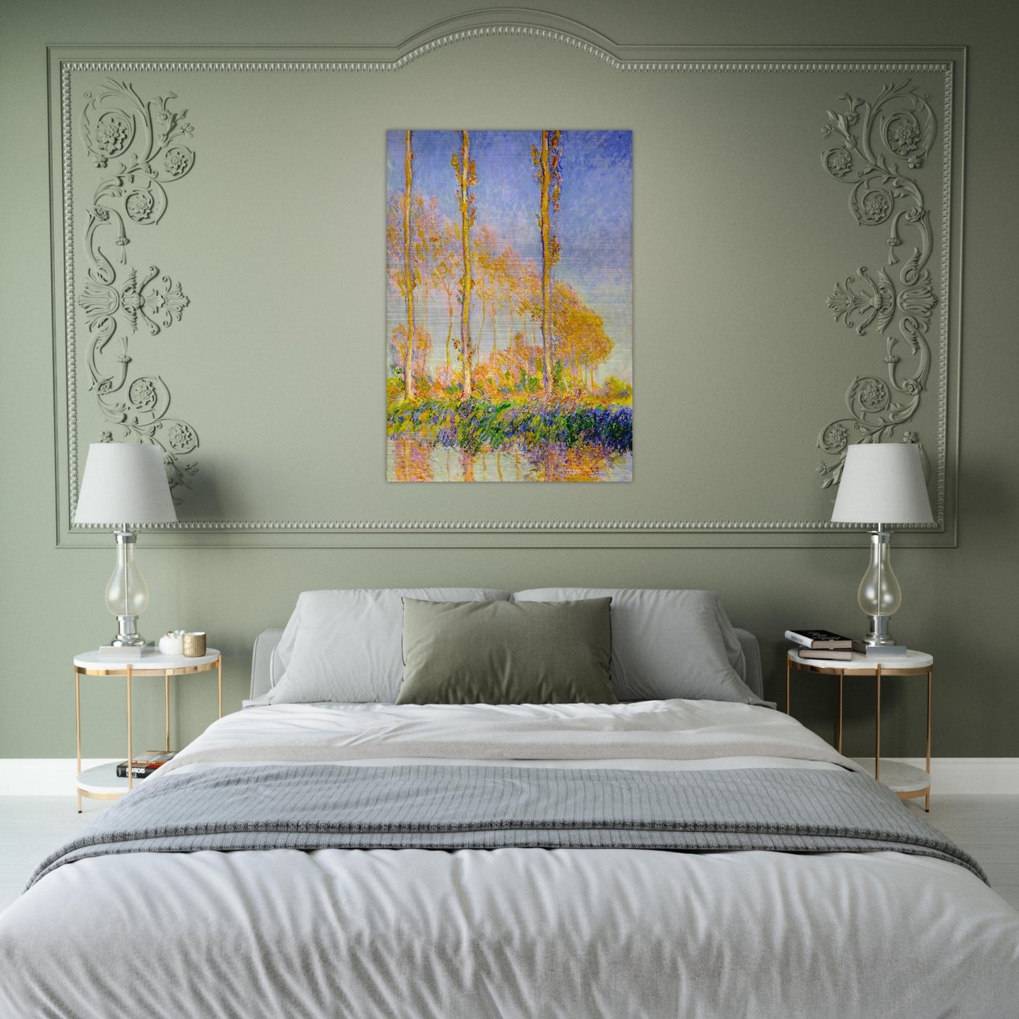 Poplars, Autumn, Pink Effect - claude monet Brushed Aluminum Print - 70x100 cm / 28x40 inches | claude monet Aluminum Print | claude monet Prints