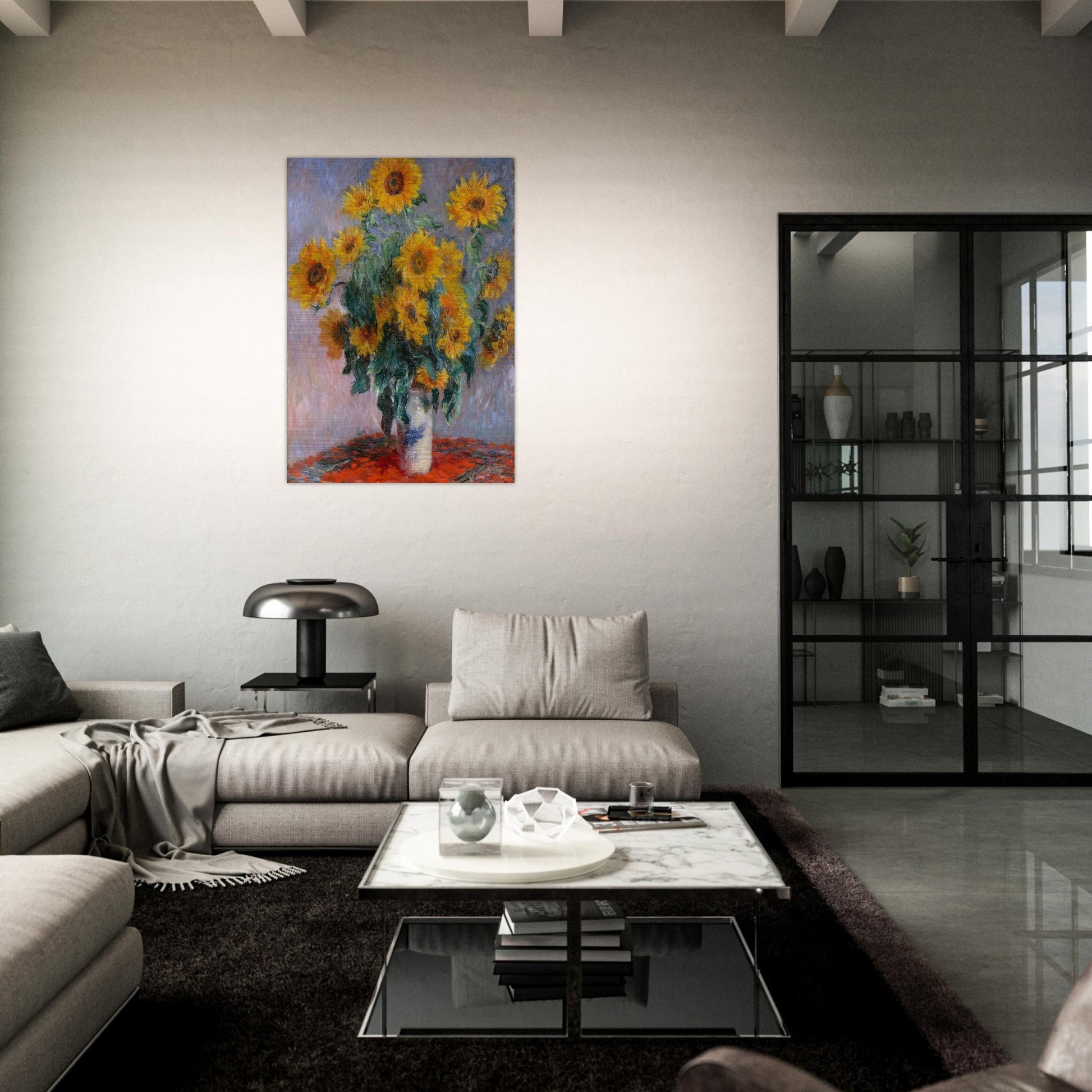 Bouquet of Sunflowers - claude monet Brushed Aluminum Print - 70x100 cm / 28x40 inches | claude monet Aluminum Print | claude monet Prints