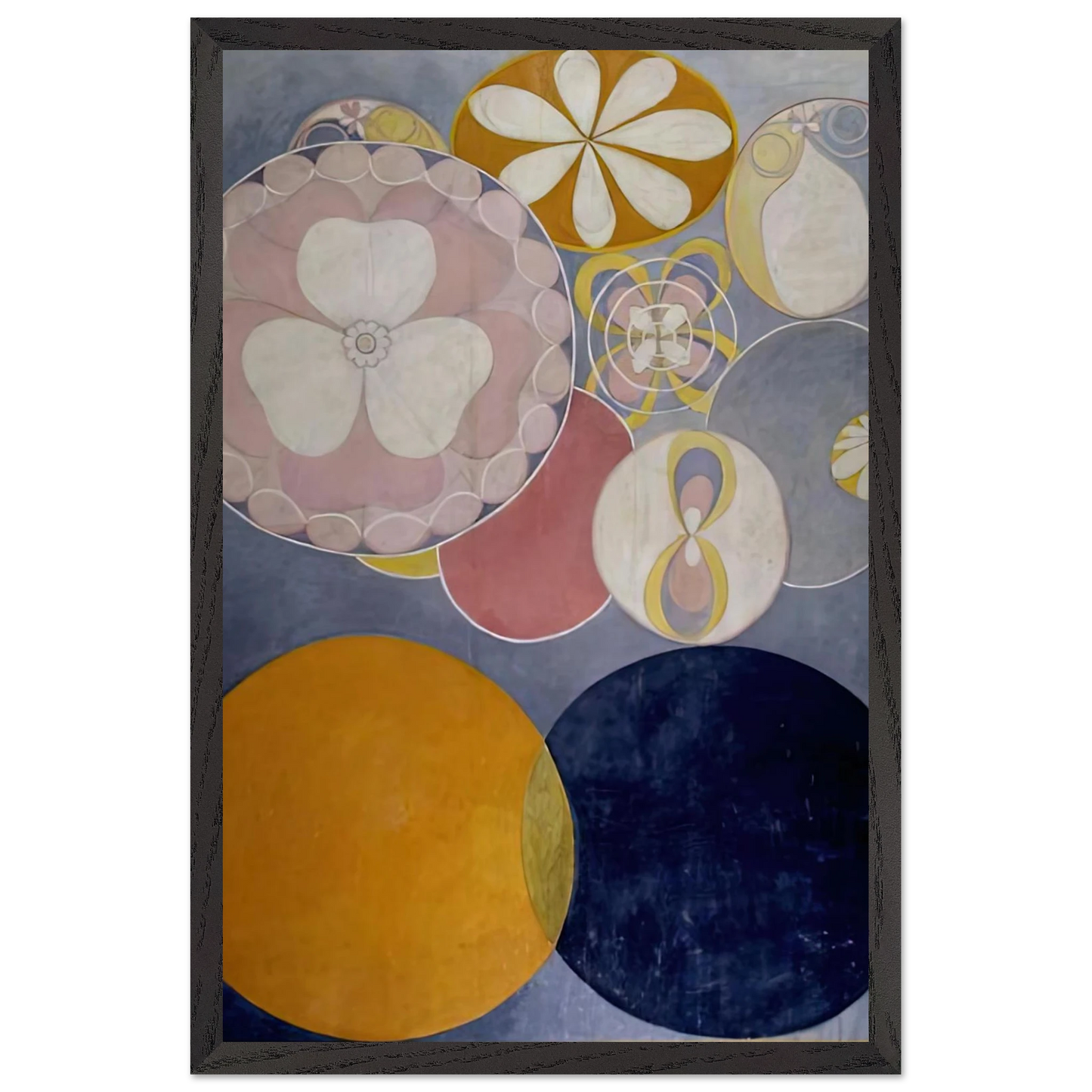 Hilma af Klint - DE TIO ST RSTA N 2 BARNAALDERN 1907 Wall art - 28x43  cm / XL (11x17 inches) - Premium Wooden Framed Poster With Fine Art Paper-canvas - White frame
