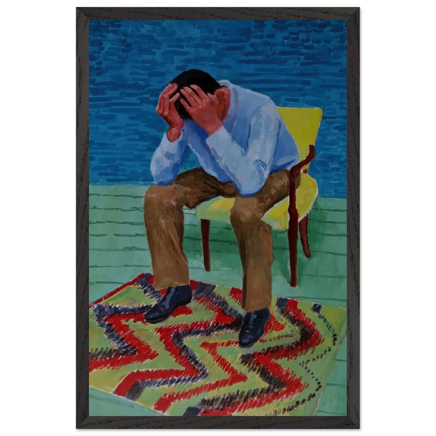 David Hockney - David Hockney Wall art - 21x29.7 cm / 8x12" - Premium Wooden Framed Poster With Fine Art Paper - White frame