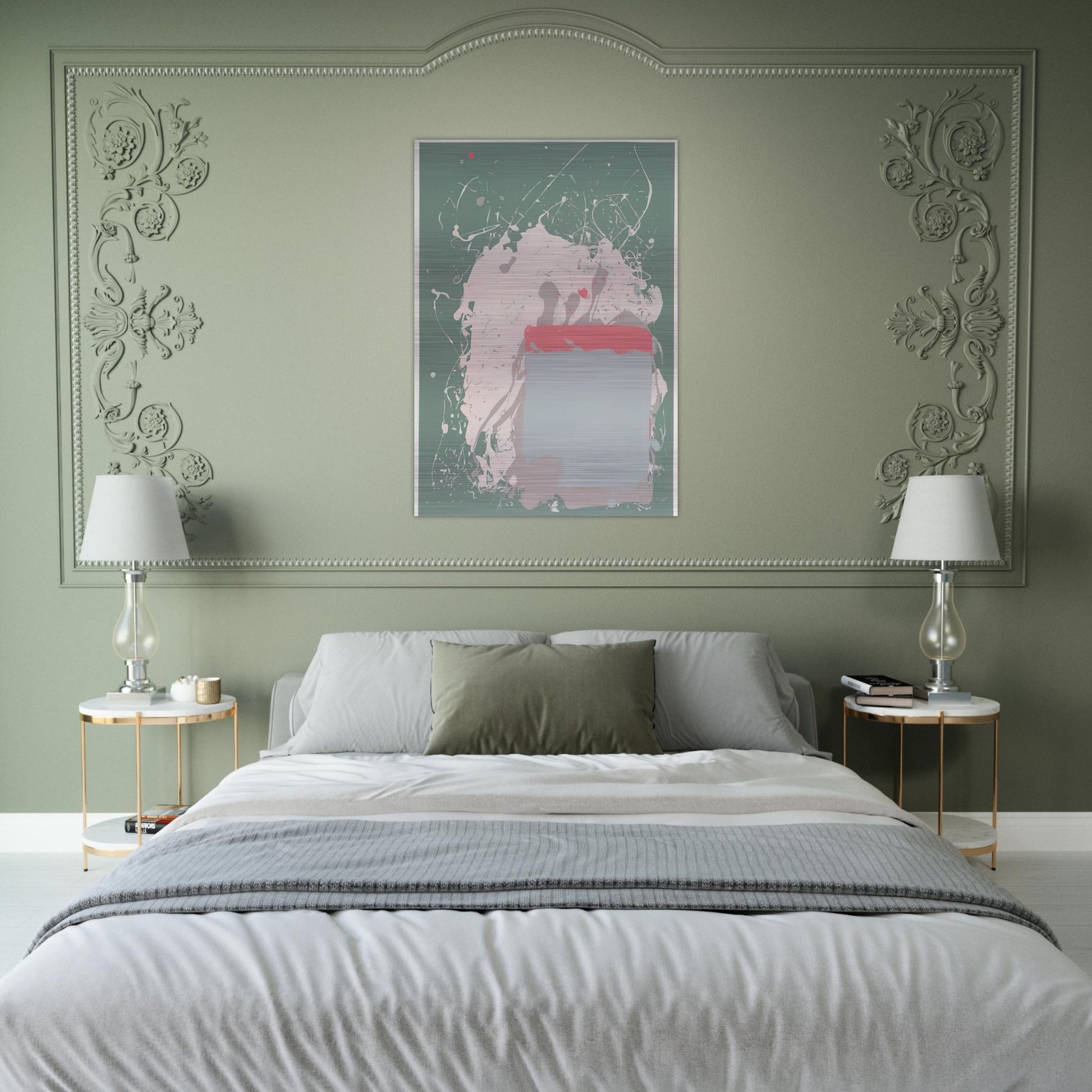 Grey  Blue on Green - 1971 - John Hoyland Brushed Aluminum Print - 70x100 cm / 28x40 inches | John Hoyland Aluminum Print | John Hoyland Prints