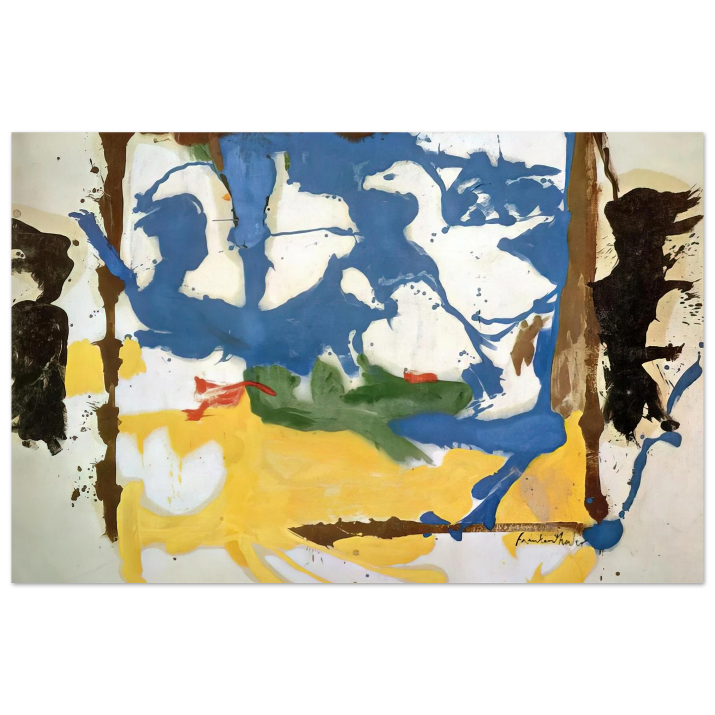 Helen Frankenthaler - Swan Lake #2 - 1961 Wall art - 15x20 cm / 6x8 inches - Premium Wooden Framed Poster With Fine Art Paper-canvas - White frame
