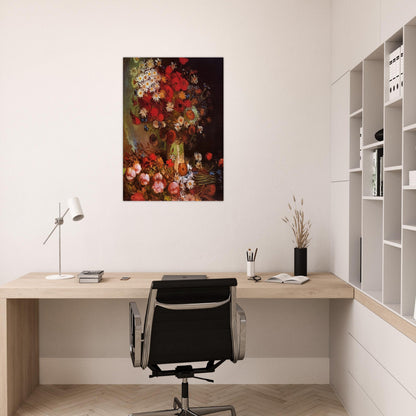 Vase with Poppies, Cornflowers, Peonies and Chrysanthemums - Vincent van Gogh Brushed Aluminum Print - 70x100 cm / 28x40 inches | Vincent van Gogh Aluminum Print | Vincent van Gogh Prints