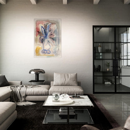 FLOWER VASE 1942 - Rene Portocarrero Brushed Aluminum Print - 70x100 cm / 28x40 inches | Rene Portocarrero Aluminum Print | Rene Portocarrero Prints