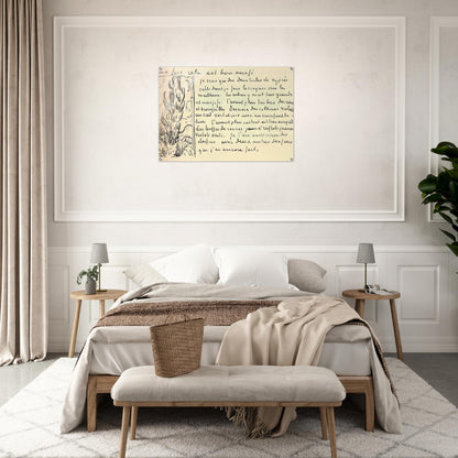 Cypresses Sketch on a Letter to Theo Van Gogh - Vincent van Gogh Acrylic Print - 70x100 cm / 28x40″ inches | Vincent van Gogh Wall Art | Vincent van Gogh Prints
