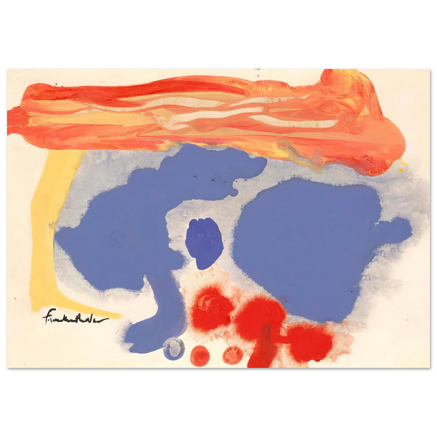 Helen Frankenthaler - Summerscene, Provincetown - 1961 Wall art - 40x50 cm / 16x20 inches - Premium Wooden Framed Poster With Fine Art Paper-canvas - Black frame