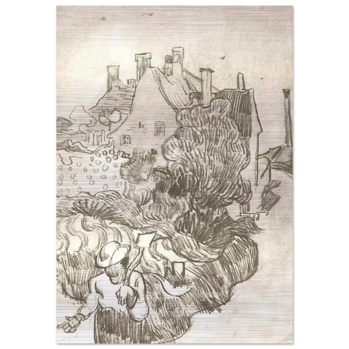 A House at Auvers - Vincent van Gogh Brushed Aluminum Print - 70x100 cm / 28x40 inches | Vincent van Gogh Aluminum Print | Vincent van Gogh Prints