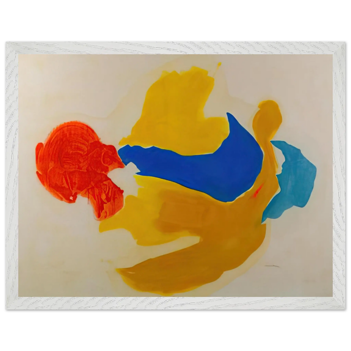 Helen Frankenthaler - Blue Jay - 1963  United States Wall art - 15x20 cm / 6x8 Inches - Premium Wooden Framed Poster With Fine Art Paper - White frame