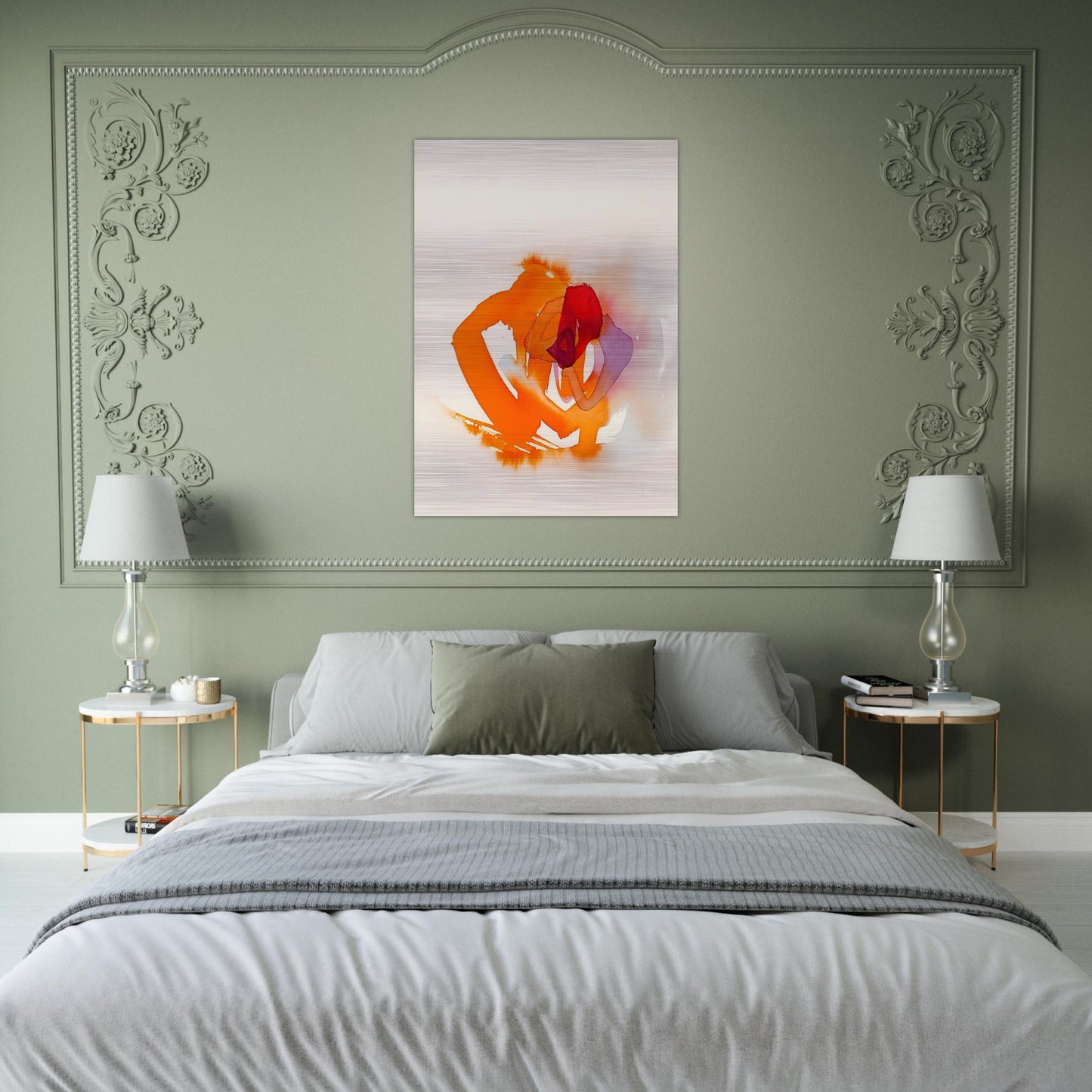 UNTITLED ORANGE RED AND PURPLE - Luis Feito Brushed Aluminum Print - 70x100 cm / 28x40 inches | Luis Feito Aluminum Print | Luis Feito Prints
