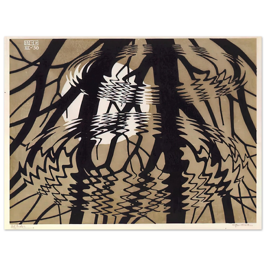 MC Escher - RIPPLED SURFACE COLOUR Wall Art - 21x29.7 cm / 8x12" - Fine Art Poster - -