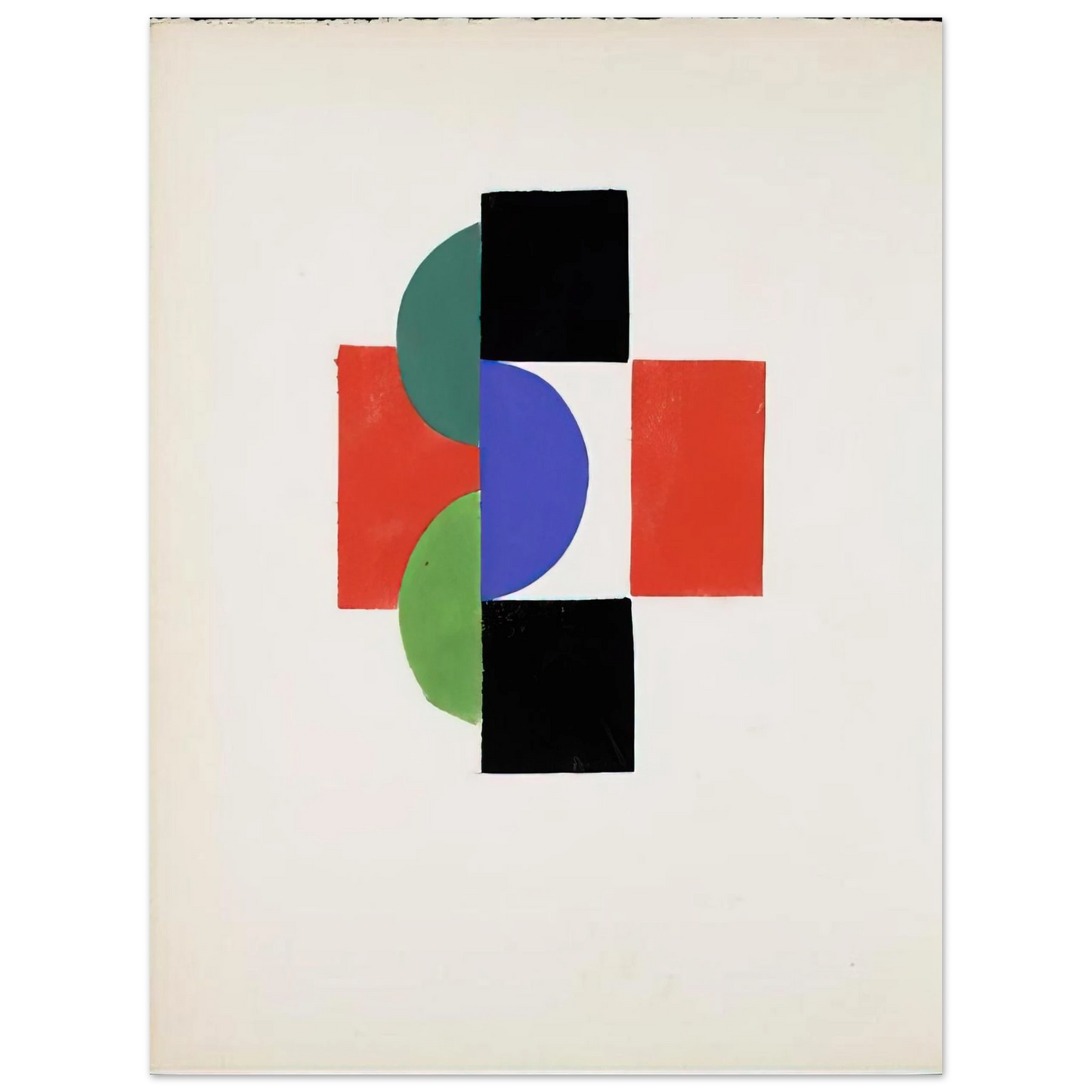 Sonia Delaunay - UNTITLED GOUACHE ILLUSTRATION FOR TRISTAN TZARA S LE FRUIT PERMIS 1956  75x100 cm / 30x40inches Fine Art Poster