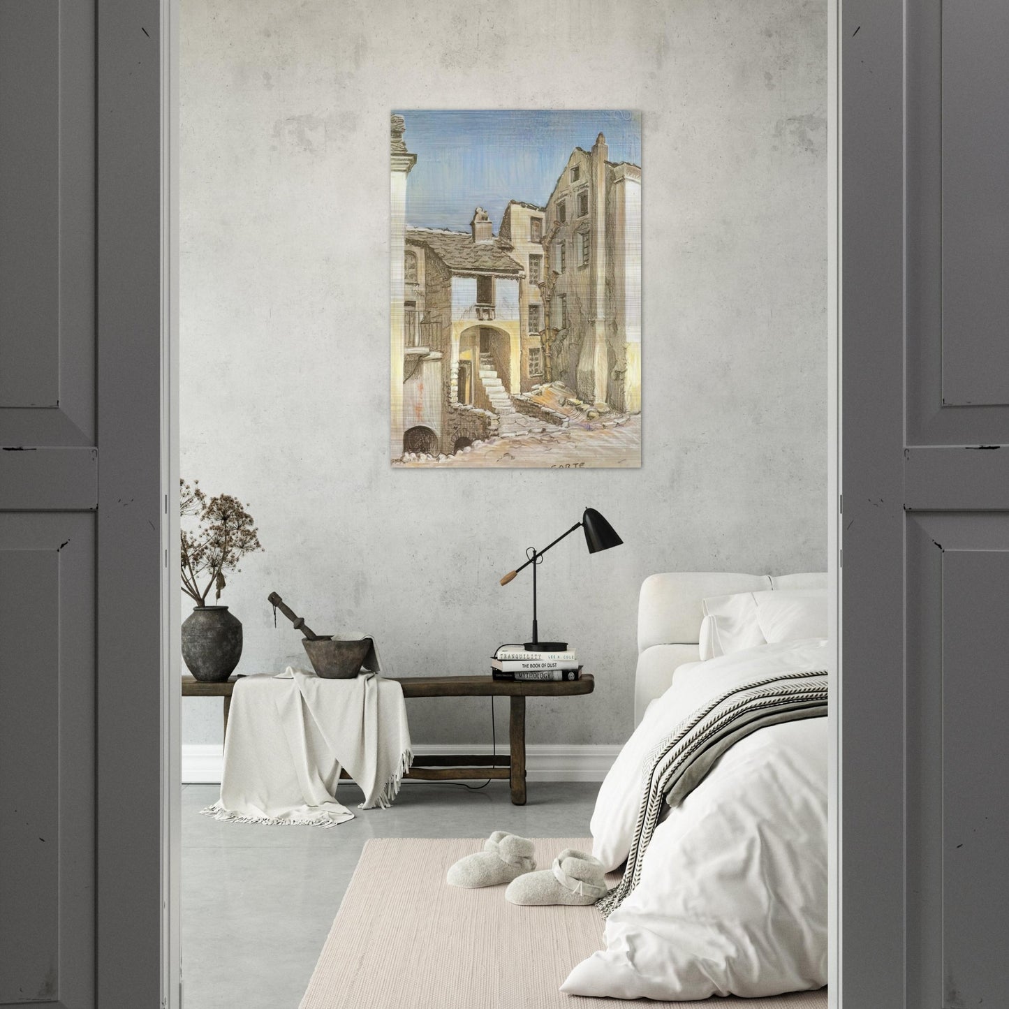 CORTE CORSICA - MC Escher Brushed Aluminum Print - 70x100 cm / 28x40 inches | MC Escher Aluminum Print | MC Escher Prints