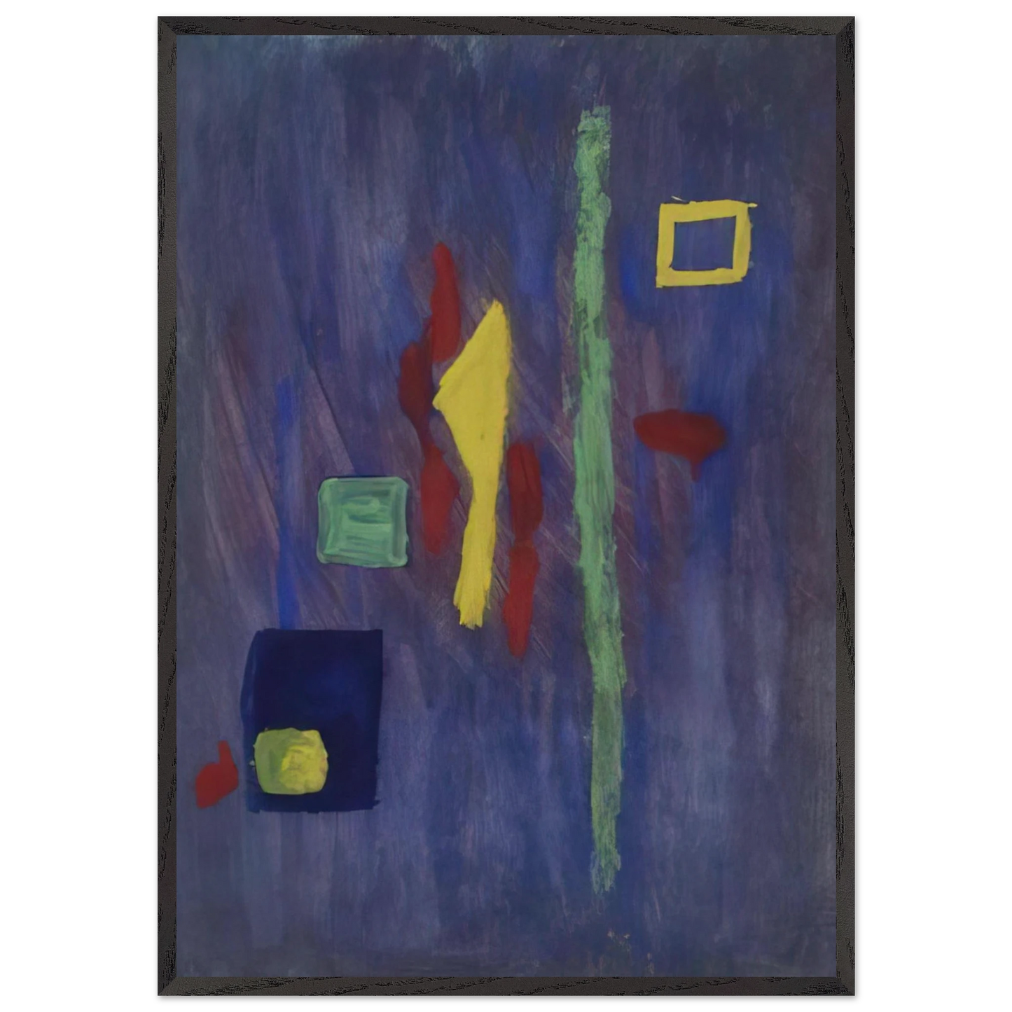 Untitled  Red Yellow and Green Forms on a Purple Ground  - Barnett Newman 70x100 cm / 28x40 inches Framed Art Print – Black Wooden Frame