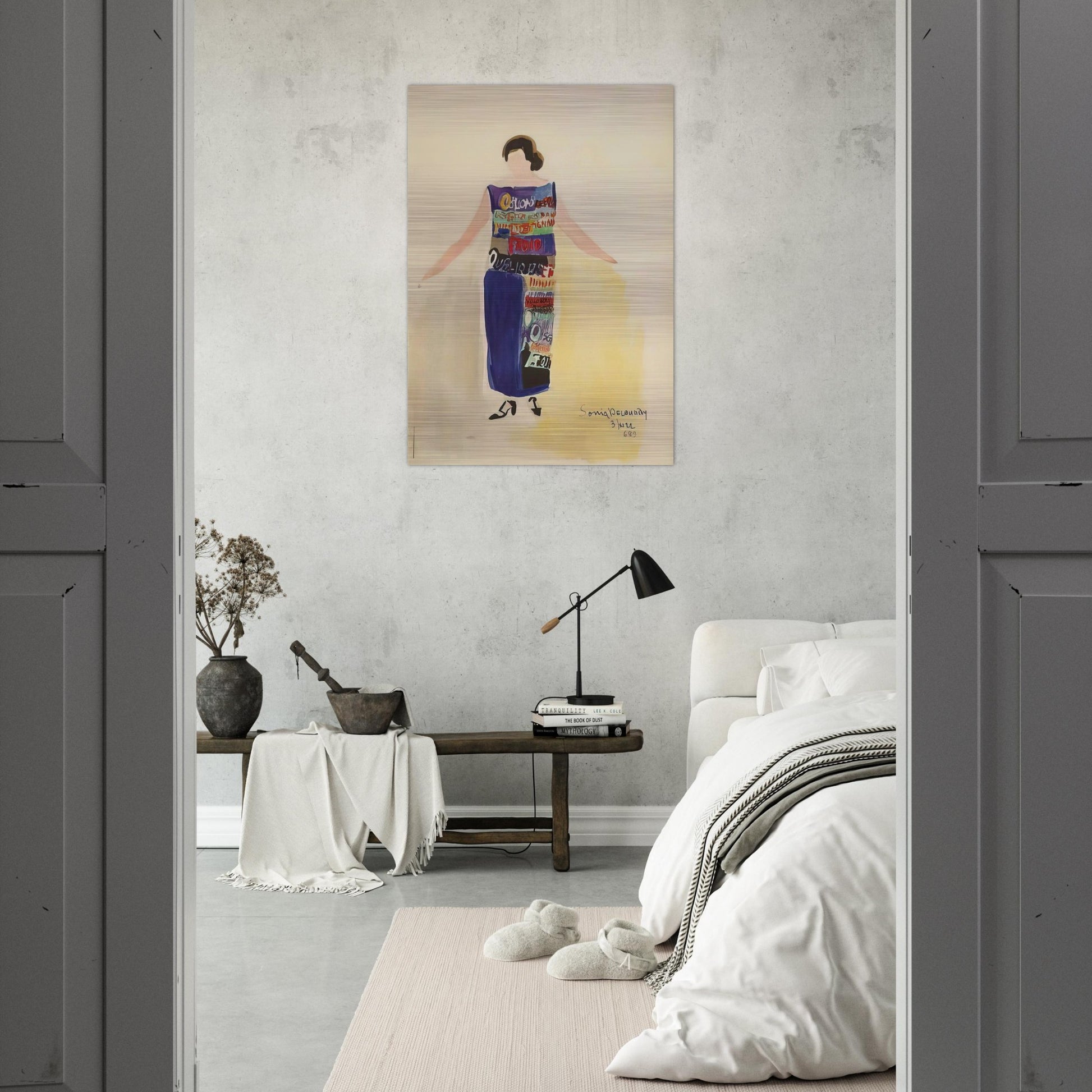 ROBE POEME OUBLIONS LES OISEAUX 1922 - Sonia Delaunay Brushed Aluminum Print - 70x100 cm / 28x40 inches | Sonia Delaunay Aluminum Print | Sonia Delaunay Prints