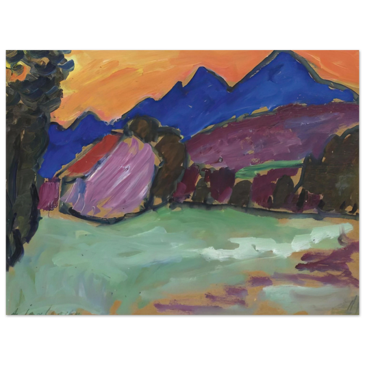 Alexej von Jawlensky - ROTER ABEND BLAUE BERGE 1910  75x100 cm / 30x40inches Fine Art Poster