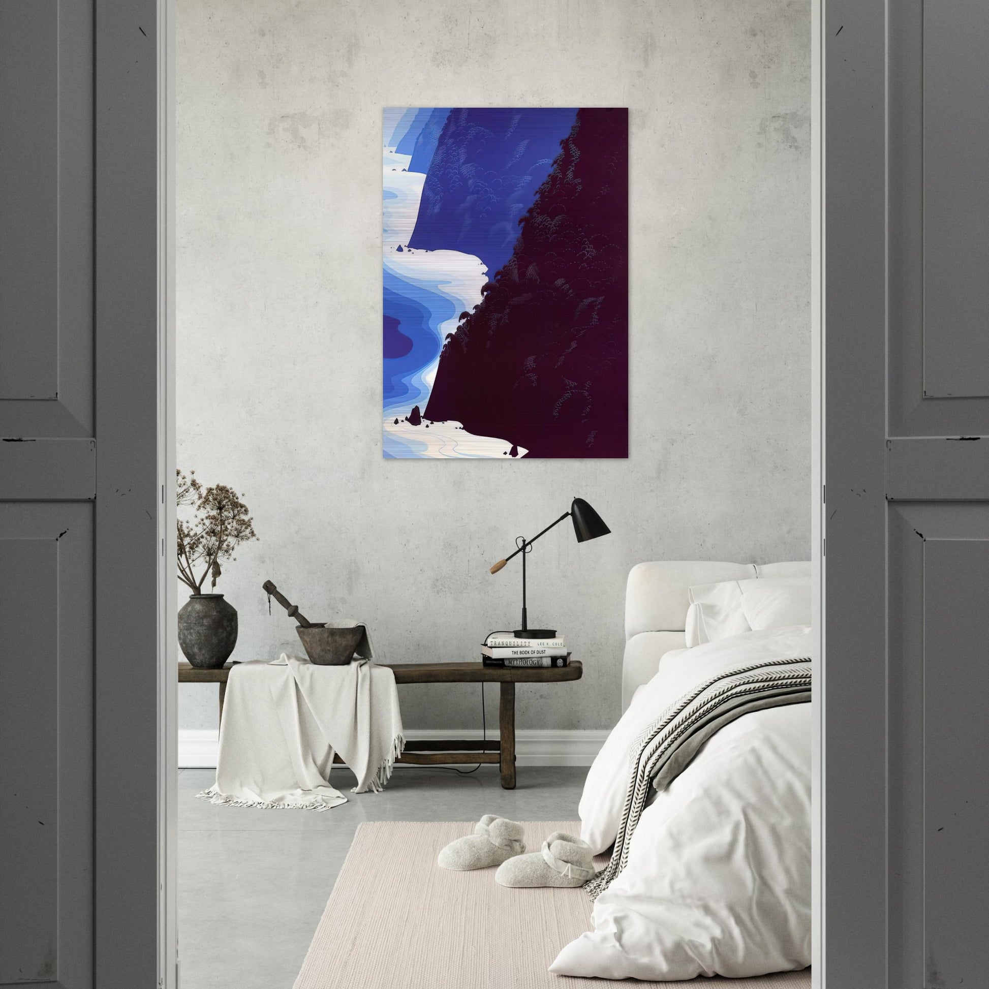 Blue Big Sur - Eyvind Earle Brushed Aluminum Print - 70x100 cm / 28x40 inches | Eyvind Earle Aluminum Print | Eyvind Earle Prints