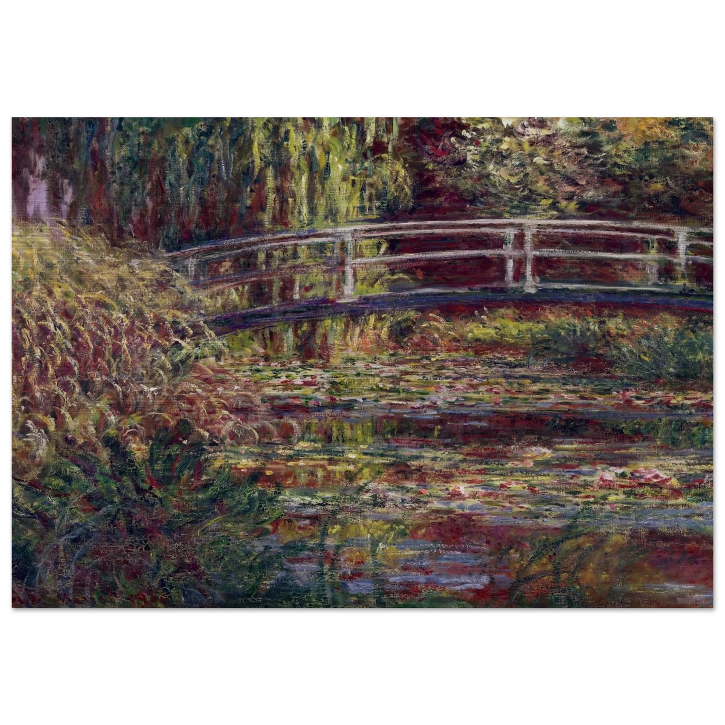 The Japanese Bridge The Water-Lily Pond, Symphony in Rose - claude monet Brushed Aluminum Print - 70x100 cm / 28x40 inches | claude monet Aluminum Print | claude monet Prints