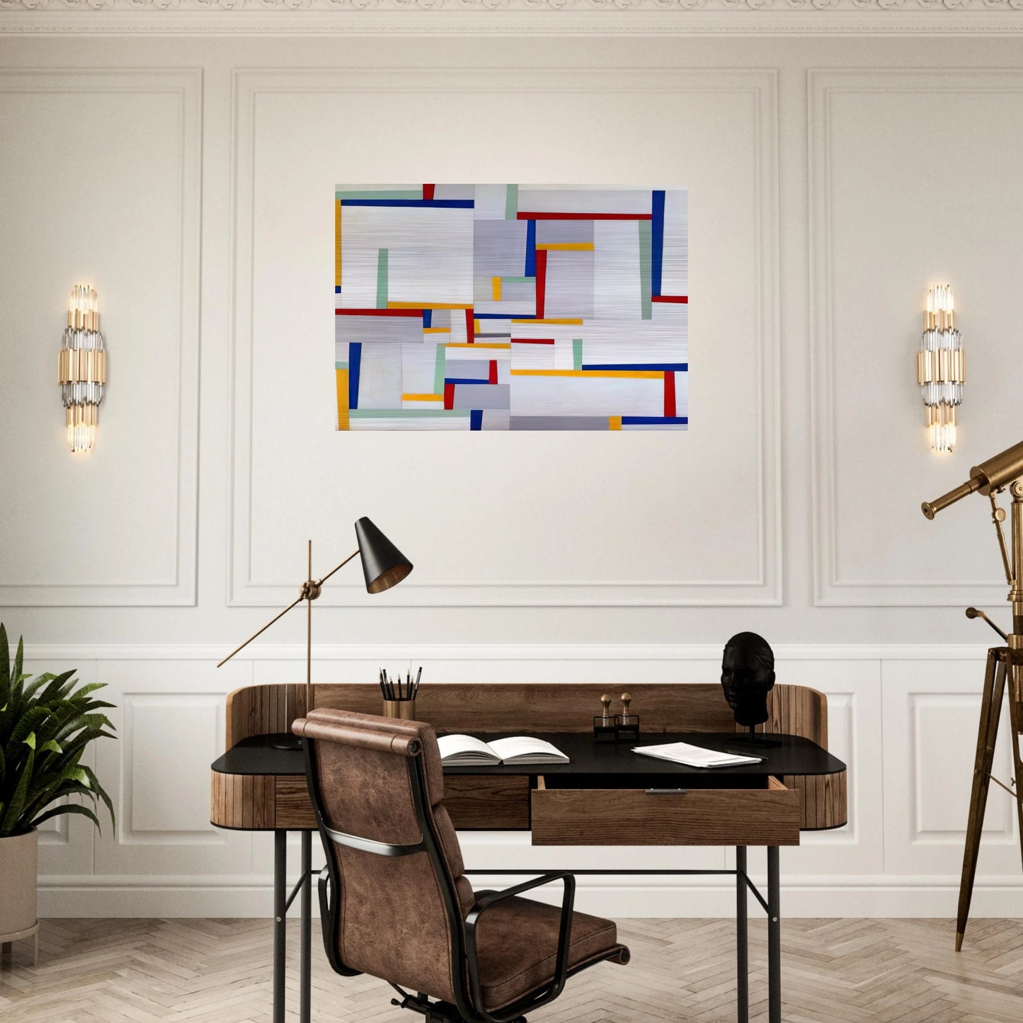 Relational Painting #9 - 1946 - Fritz Glarner Brushed Aluminum Print - 70x100 cm / 28x40 inches | Fritz Glarner Aluminum Print | Fritz Glarner Prints
