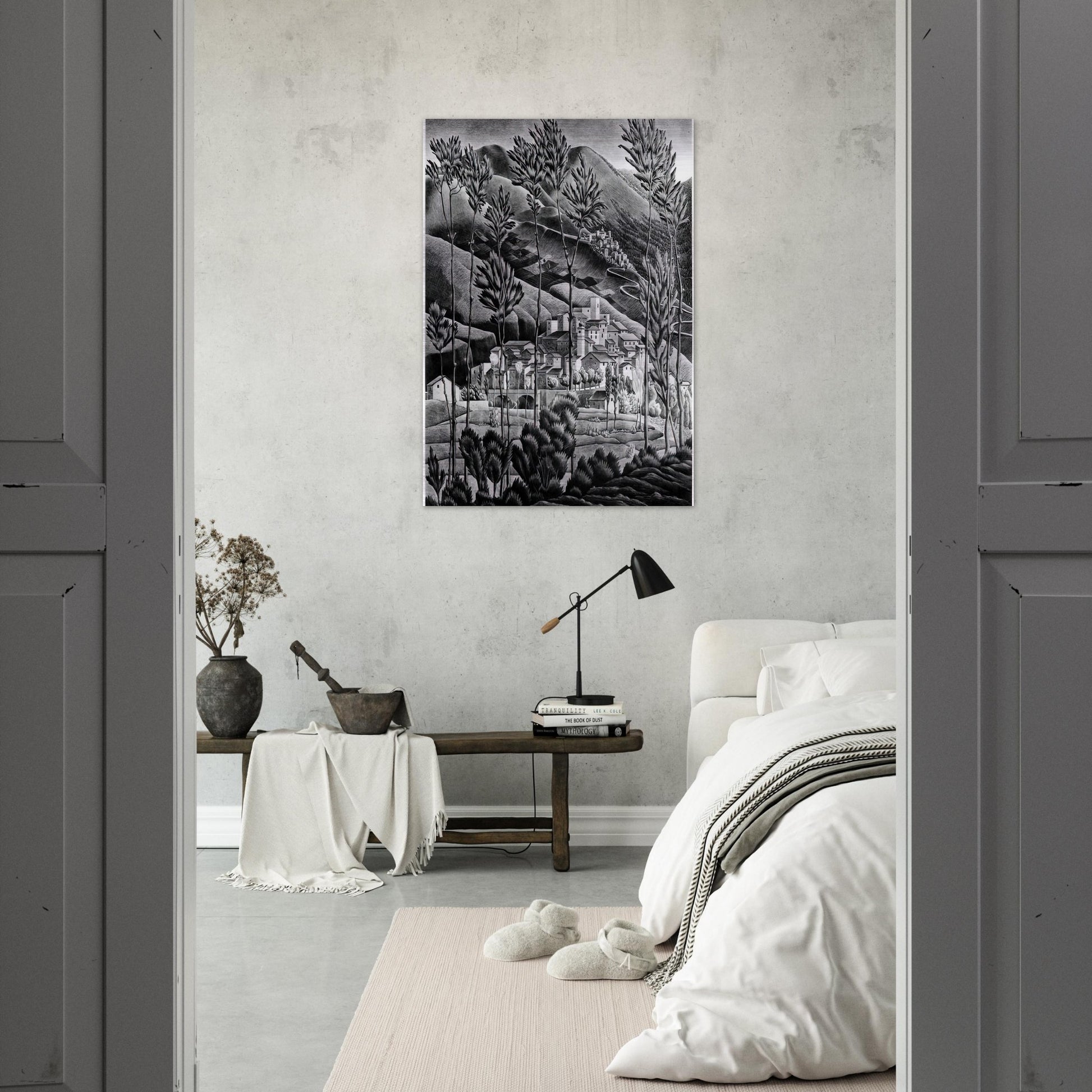 ALFEDENA ABRUZZI - MC Escher Brushed Aluminum Print - 70x100 cm / 28x40 inches | MC Escher Aluminum Print | MC Escher Prints