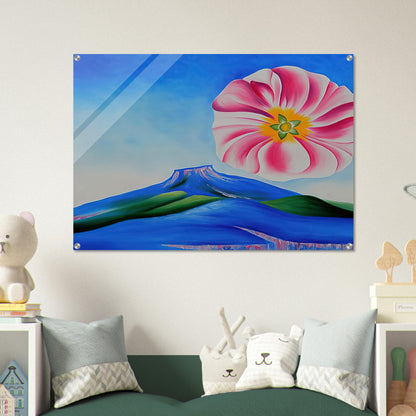 Hollyhock Pink with Pedernal - Georgia O'Keeffe Acrylic Print - 70x100 cm / 28x40″ inches
