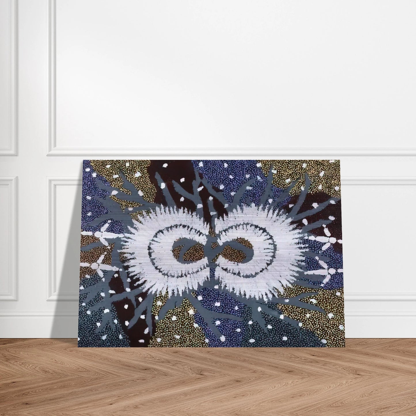 Eagle Dreaming - 1999 - Clifford Possum Tjapaltjarri Brushed Aluminum Print - 70x100 cm / 28x40 inches | Clifford Possum Tjapaltjarri Aluminum Print | Clifford Possum Tjapaltjarri Prints