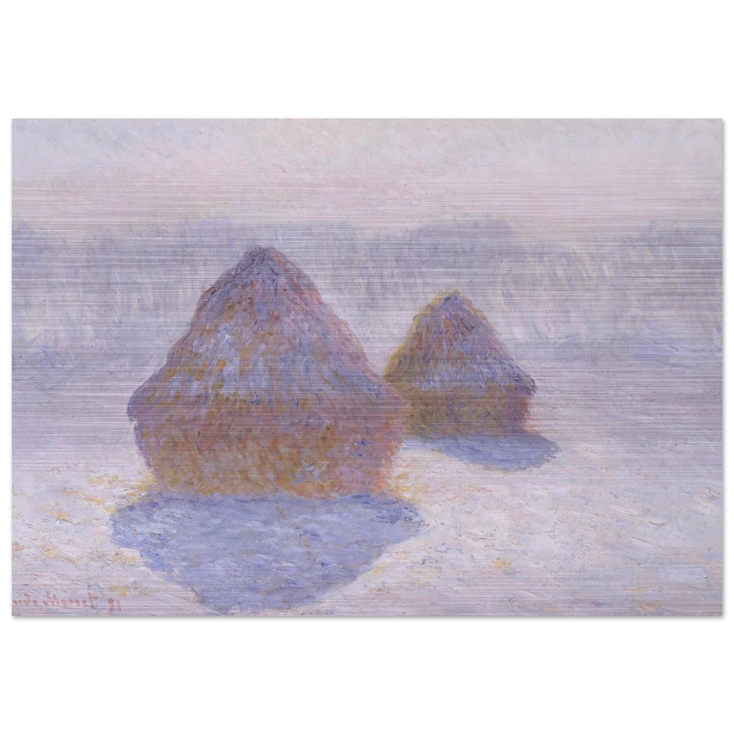 Haystacks Effect of Snow and Sun - claude monet Brushed Aluminum Print - 70x100 cm / 28x40 inches | claude monet Aluminum Print | claude monet Prints