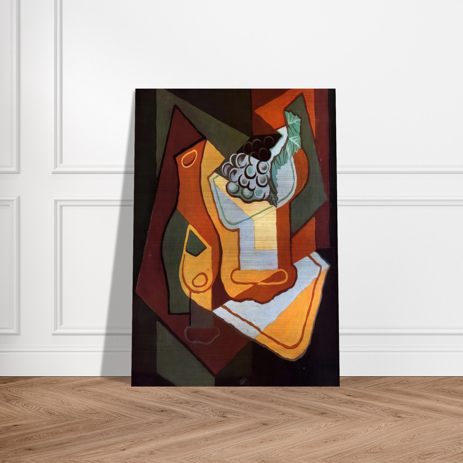 BOTTLE WINE GLASS AND FRUIT BOWL - Juan Gris Brushed Aluminum Print - 70x100 cm / 28x40 inches | Juan Gris Aluminum Print | Juan Gris Prints