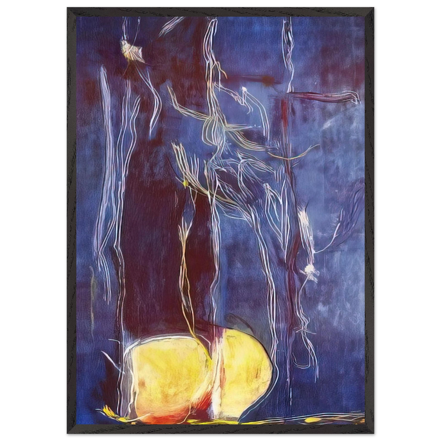 Helen Frankenthaler - All About Blue - 1994 Wall art - 15x20 cm / 6x8 inches - Premium Wooden Framed Poster With Fine Art Paper-canvas - Black frame