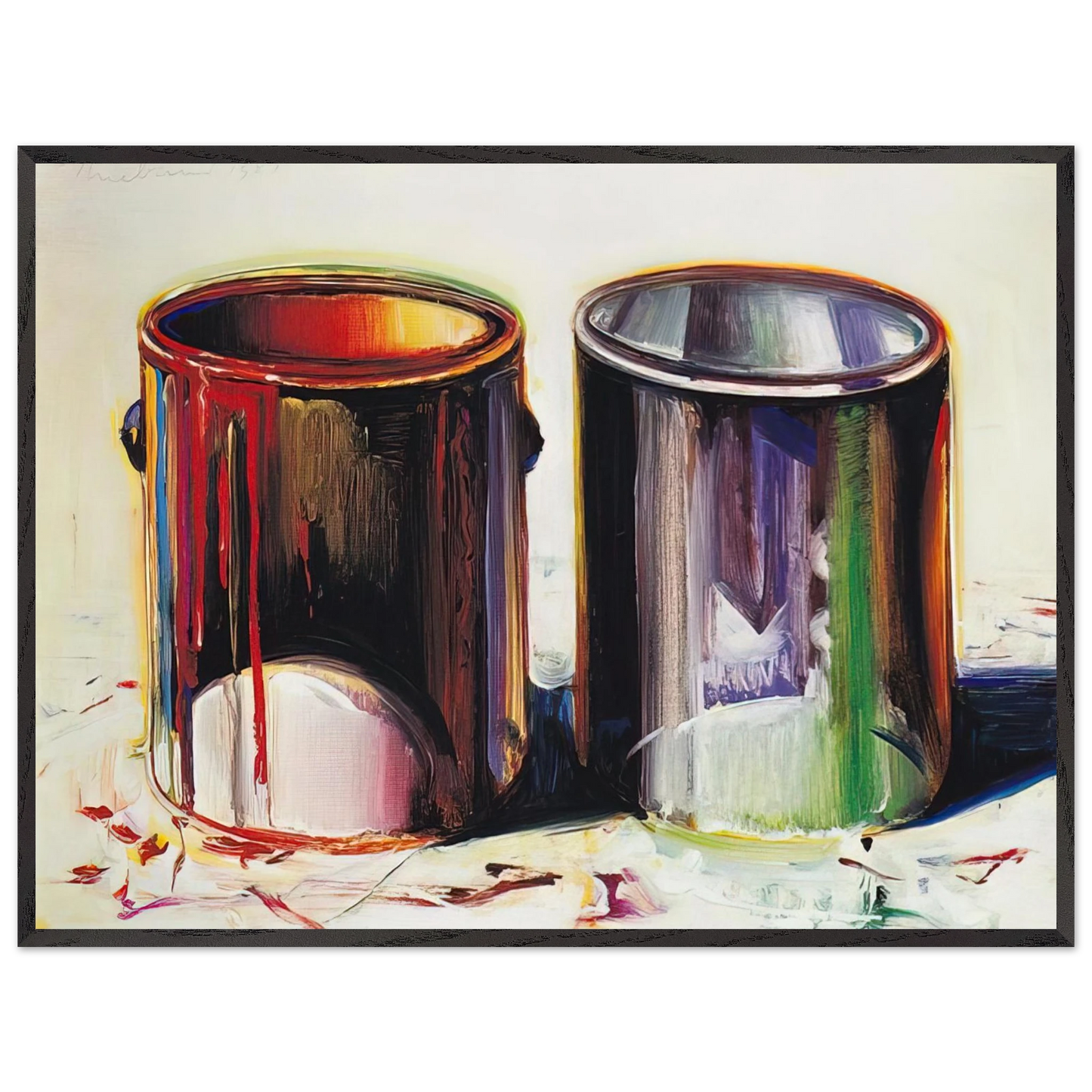 Wayne Thiebaud - Two Paint Cans - 1987 Wall Art - 30x40 cm / 12x16 inches - Premium Wooden Framed Poster With Fine Art Paper - Wood frame