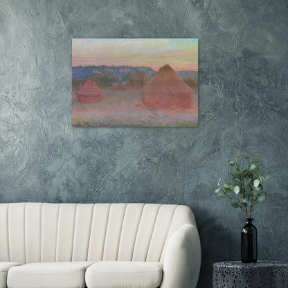 Stacks of Wheat End of Day, Autumn - claude monet Brushed Aluminum Print - 70x100 cm / 28x40 inches | claude monet Aluminum Print | claude monet Prints